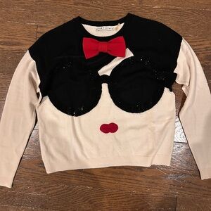 Alice + Olivia Black and Cream Graphic Sweater